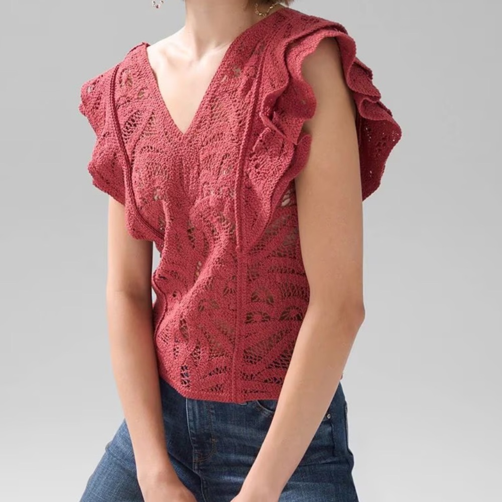 White House Black Market boho style crochet sweater